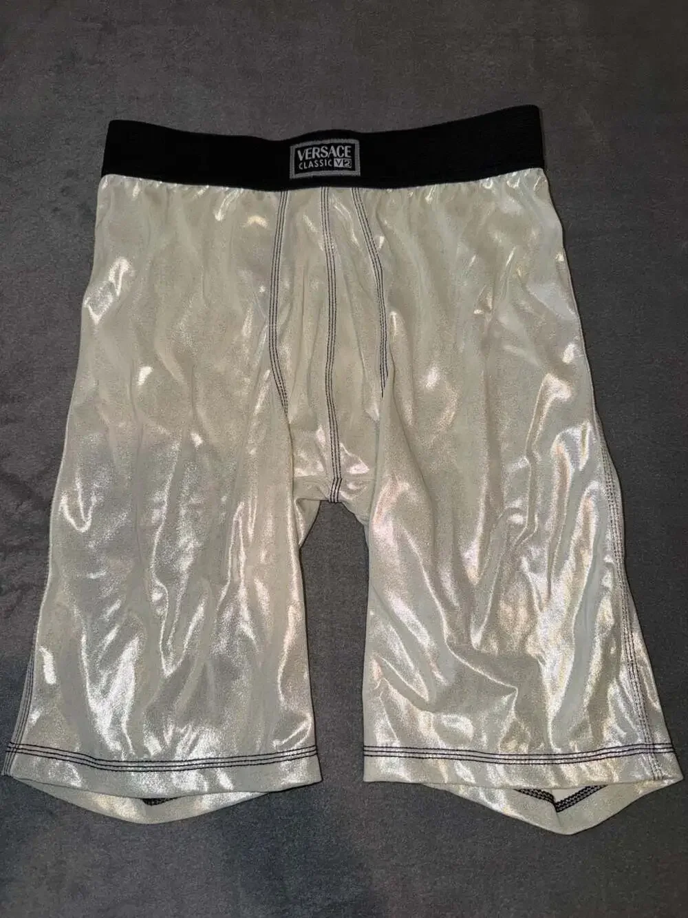 Versace Classic V2 Metallic Silver Boxer Briefs Size Large